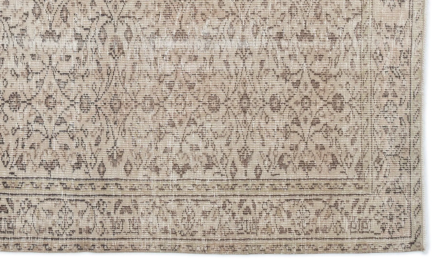 Retro Design Beige Over Dyed Vintage Rug 5'1'' x 8'6'' ft 155 x 258 cm