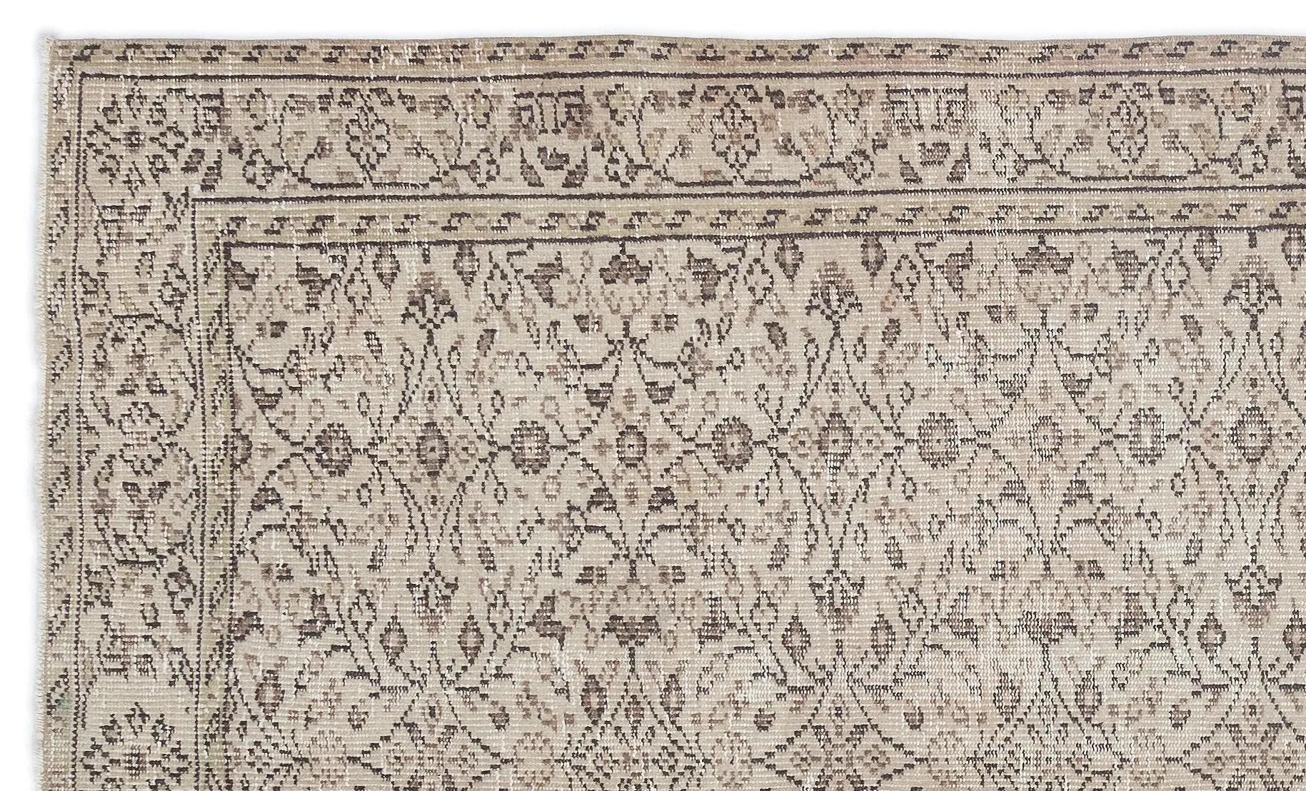 Retro Design Beige Over Dyed Vintage Rug 5'1'' x 8'6'' ft 155 x 258 cm