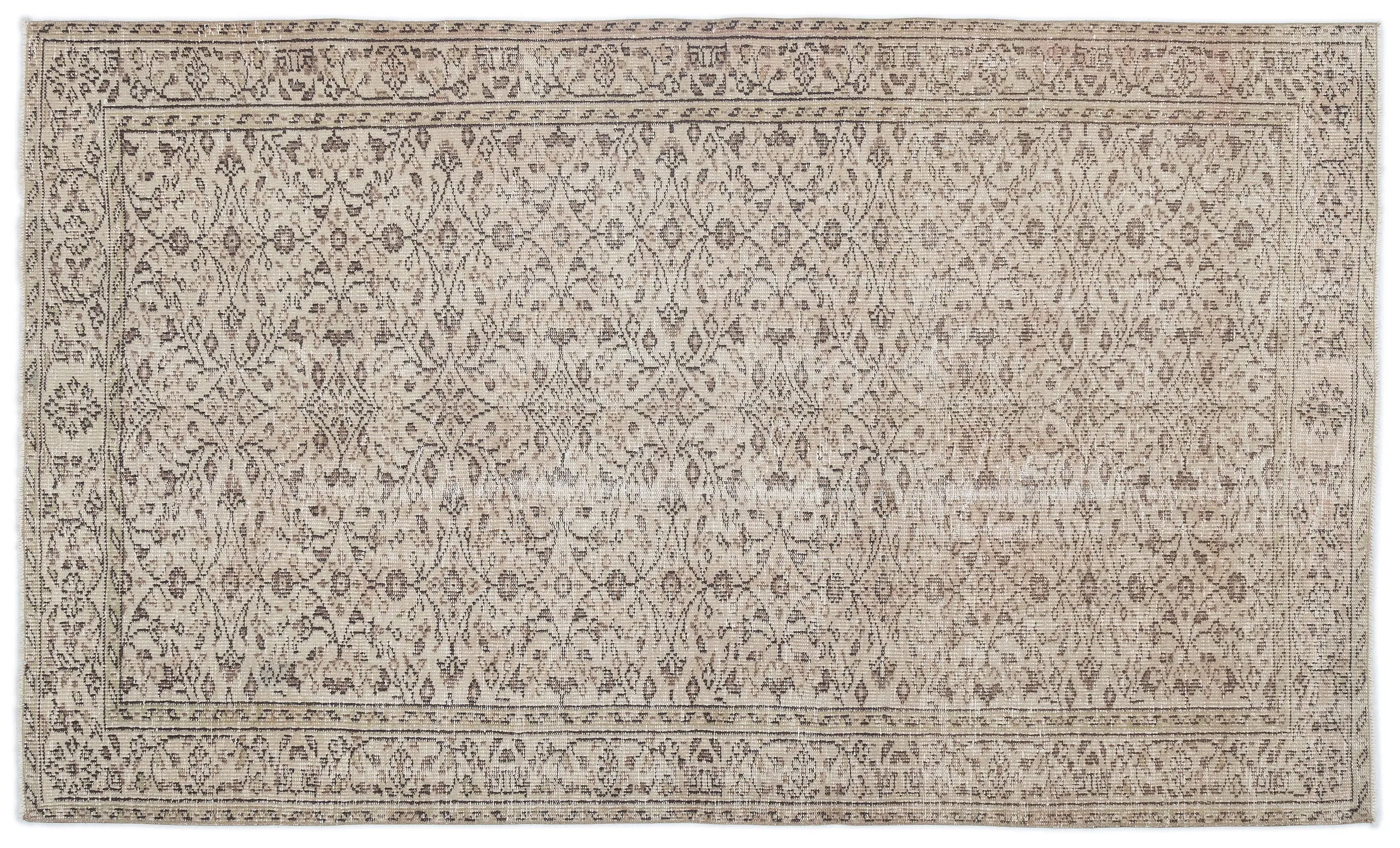 Retro Design Beige Over Dyed Vintage Rug 5'1'' x 8'6'' ft 155 x 258 cm