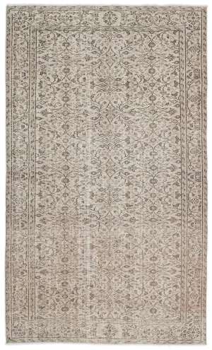 Retro Design Beige Over Dyed Vintage Rug 5'1'' x 8'6'' ft 155 x 258 cm