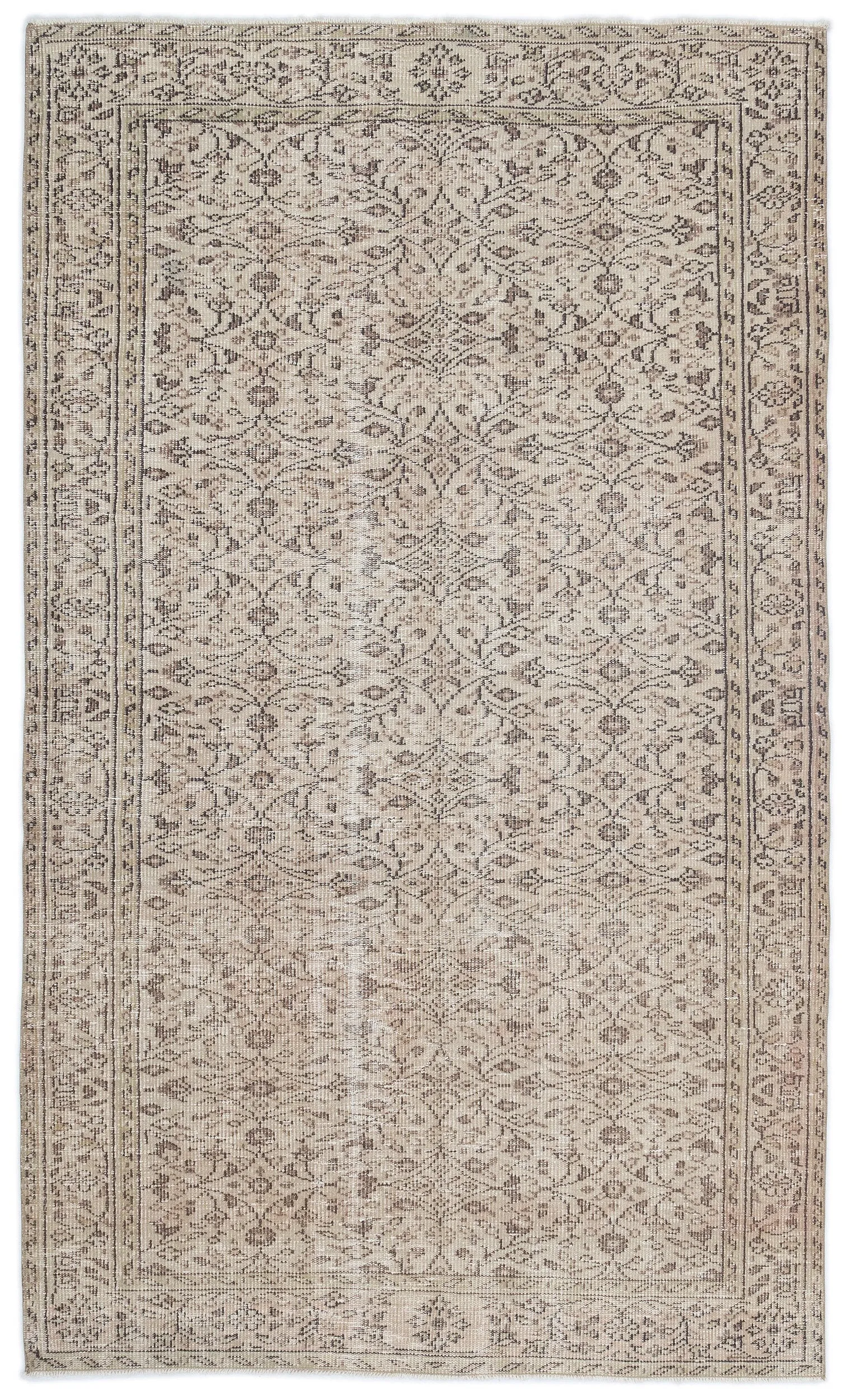 Retro Design Beige Over Dyed Vintage Rug 5'1'' x 8'6'' ft 155 x 258 cm