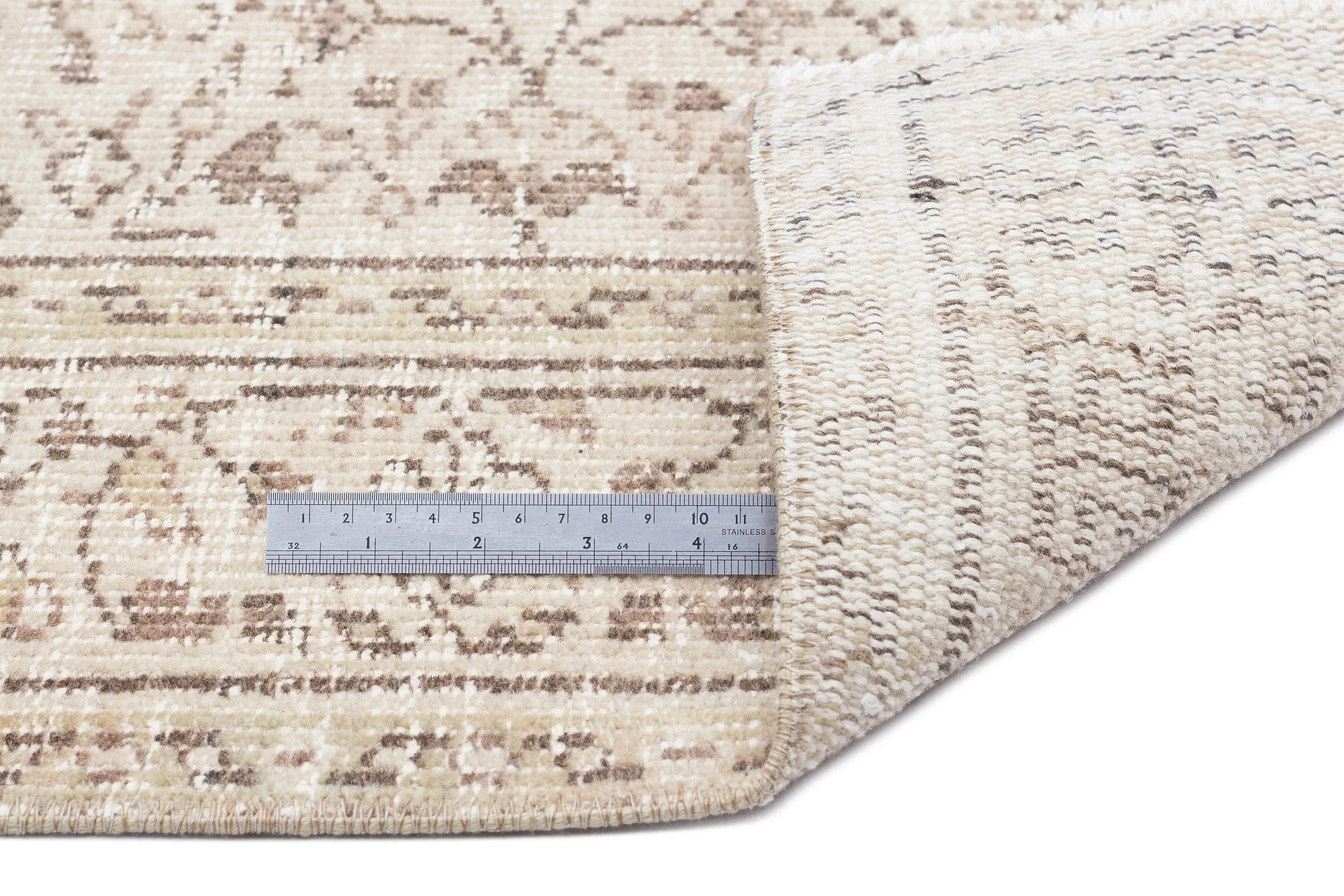 Retro Design Beige Over Dyed Vintage Rug 5'1'' x 8'6'' ft 155 x 258 cm