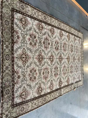 Retro Design Beige Over Dyed Vintage Rug 5'10'' x 8'10'' ft 177 x 270 cm
