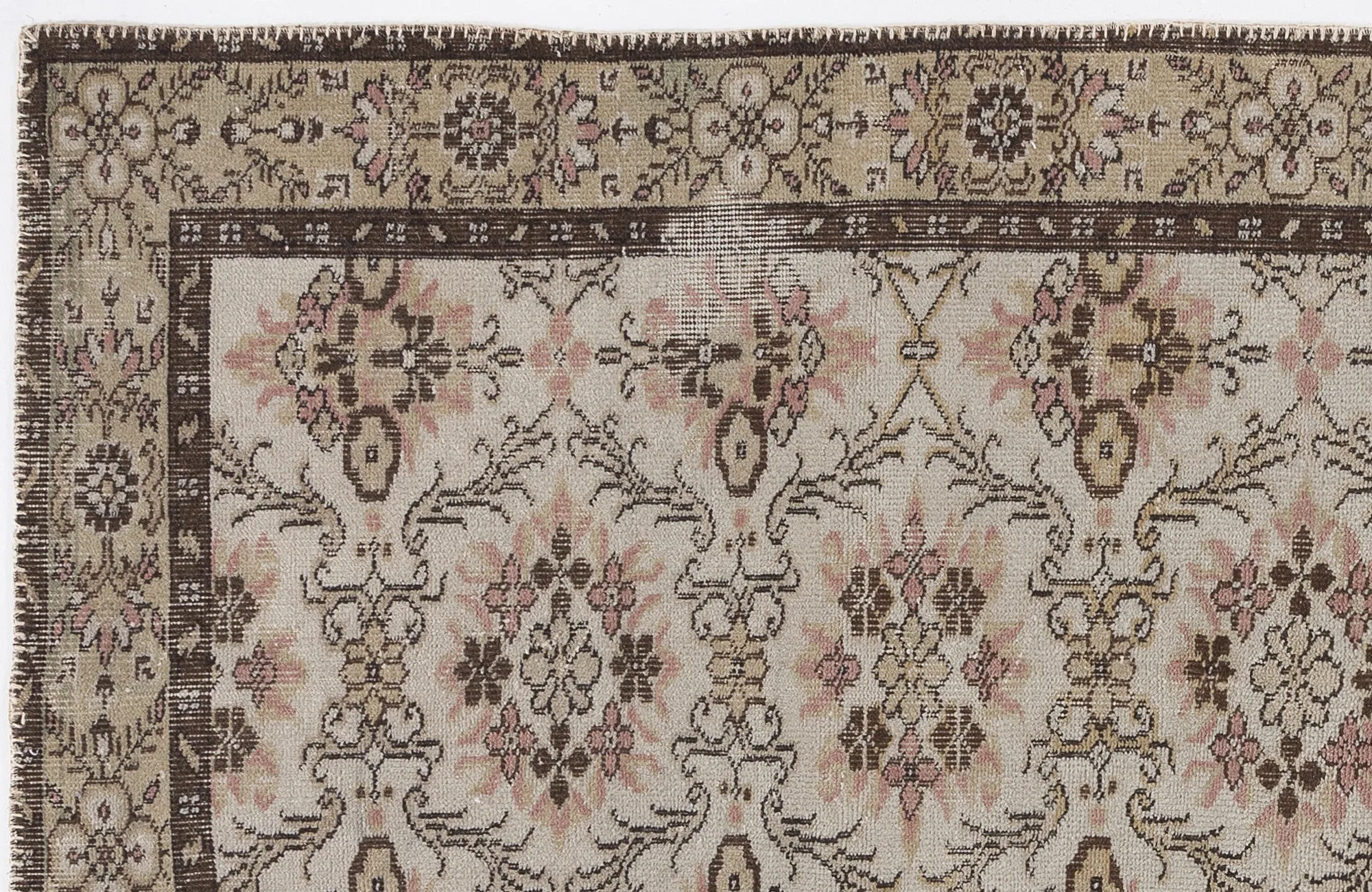 Retro Design Beige Over Dyed Vintage Rug 5'10'' x 8'10'' ft 177 x 270 cm