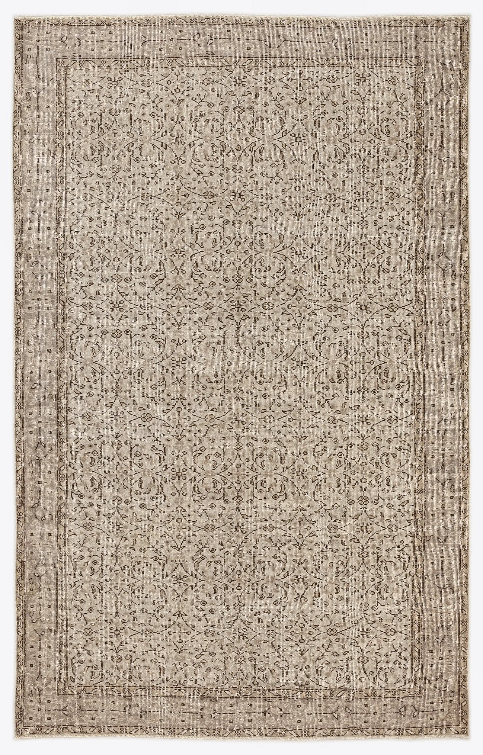 Retro Design Beige Over Dyed Vintage Rug 5'10'' x 9'1'' ft 179 x 277 cm
