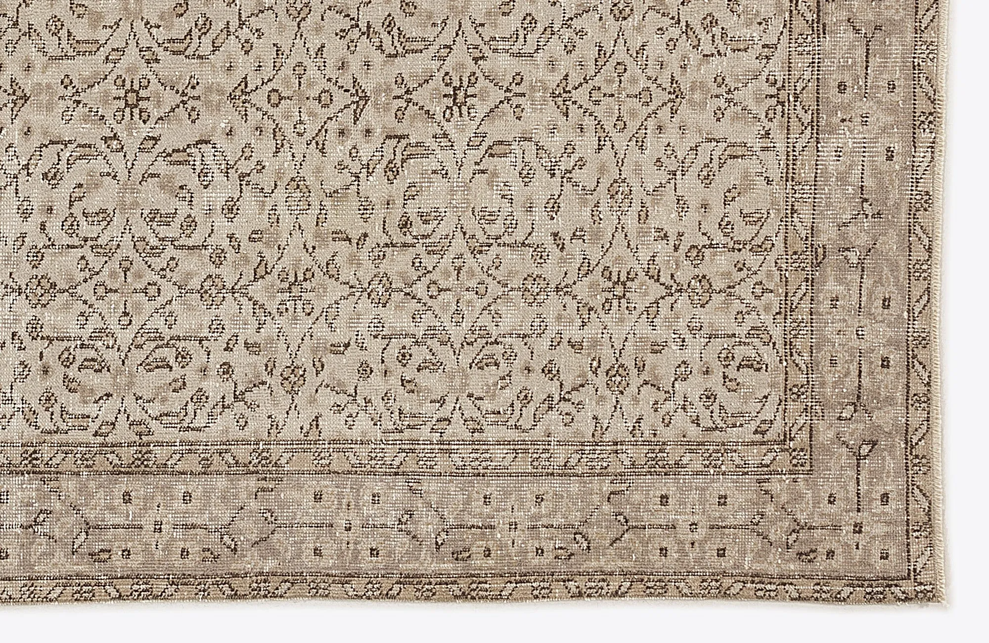 Retro Design Beige Over Dyed Vintage Rug 5'10'' x 9'1'' ft 179 x 277 cm