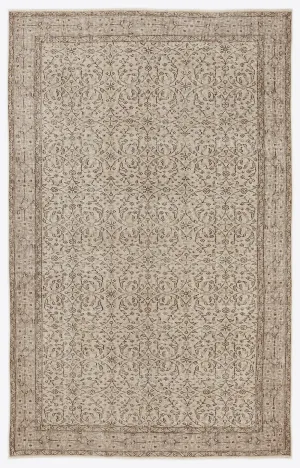 Retro Design Beige Over Dyed Vintage Rug 5'10'' x 9'1'' ft 179 x 277 cm