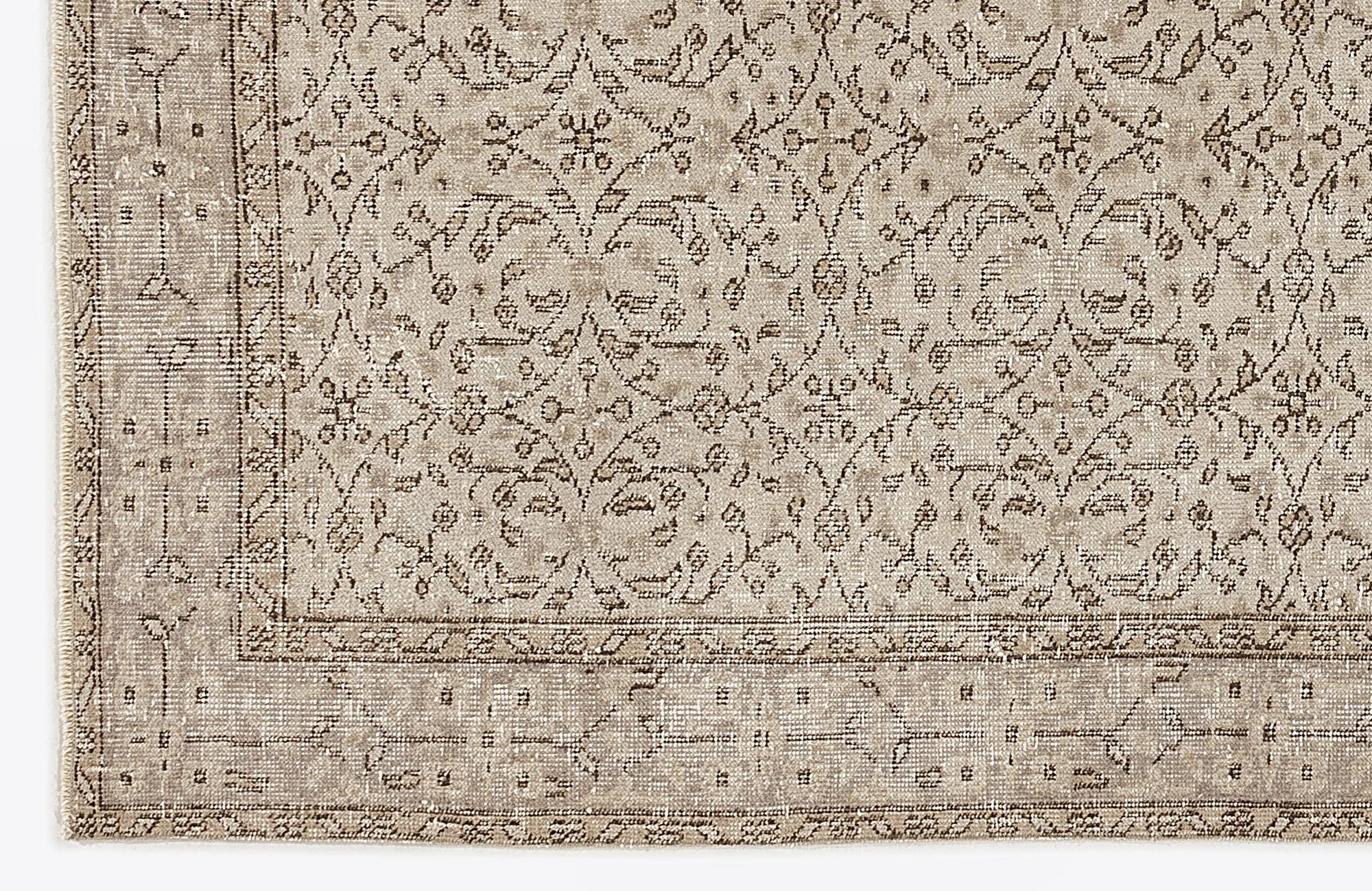 Retro Design Beige Over Dyed Vintage Rug 5'10'' x 9'1'' ft 179 x 277 cm