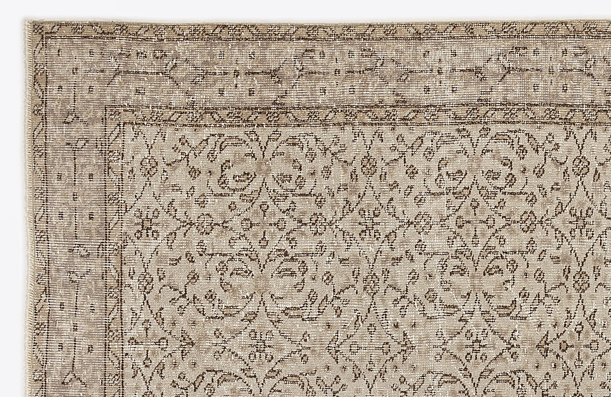 Retro Design Beige Over Dyed Vintage Rug 5'10'' x 9'1'' ft 179 x 277 cm