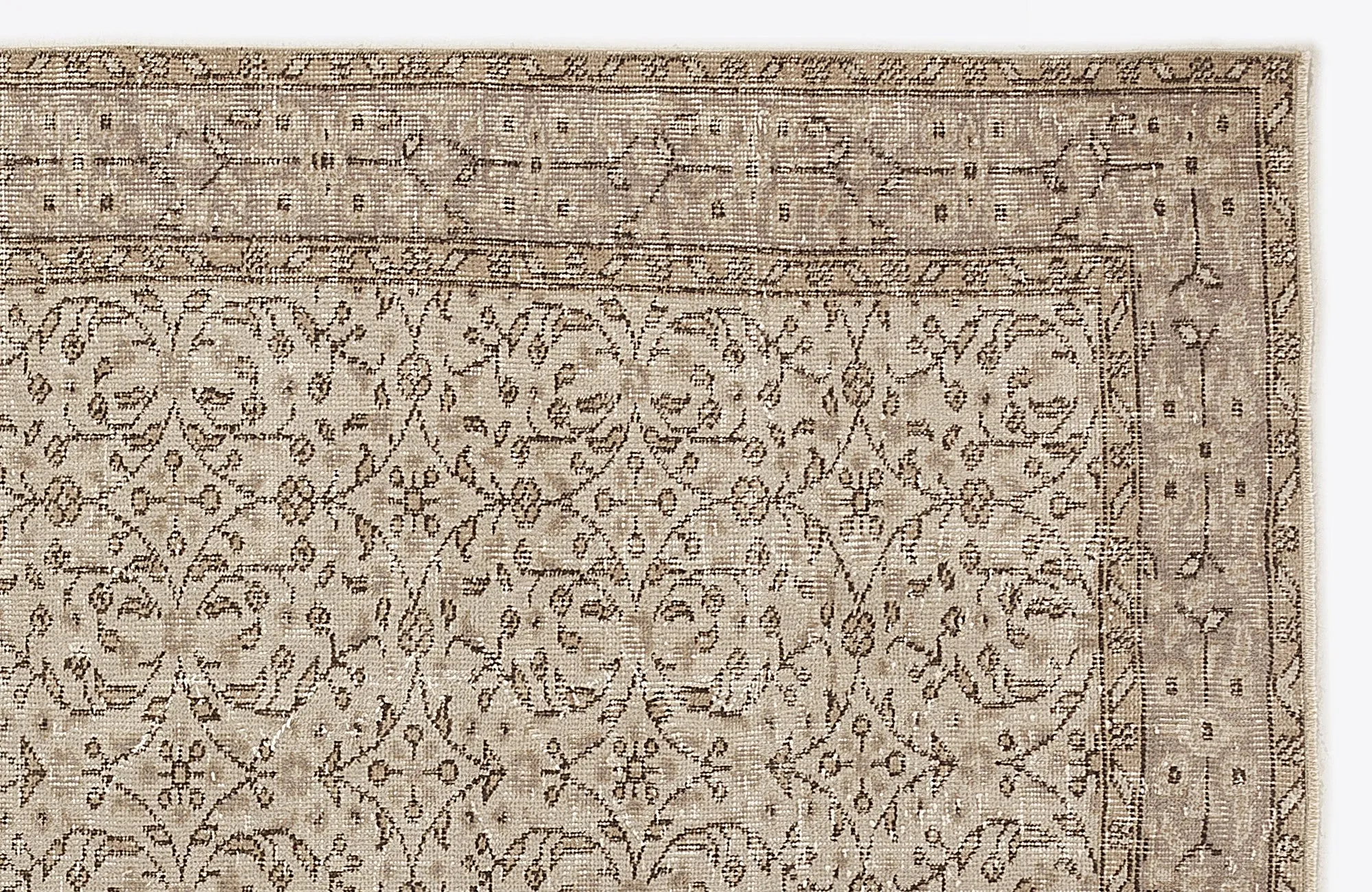 Retro Design Beige Over Dyed Vintage Rug 5'10'' x 9'1'' ft 179 x 277 cm