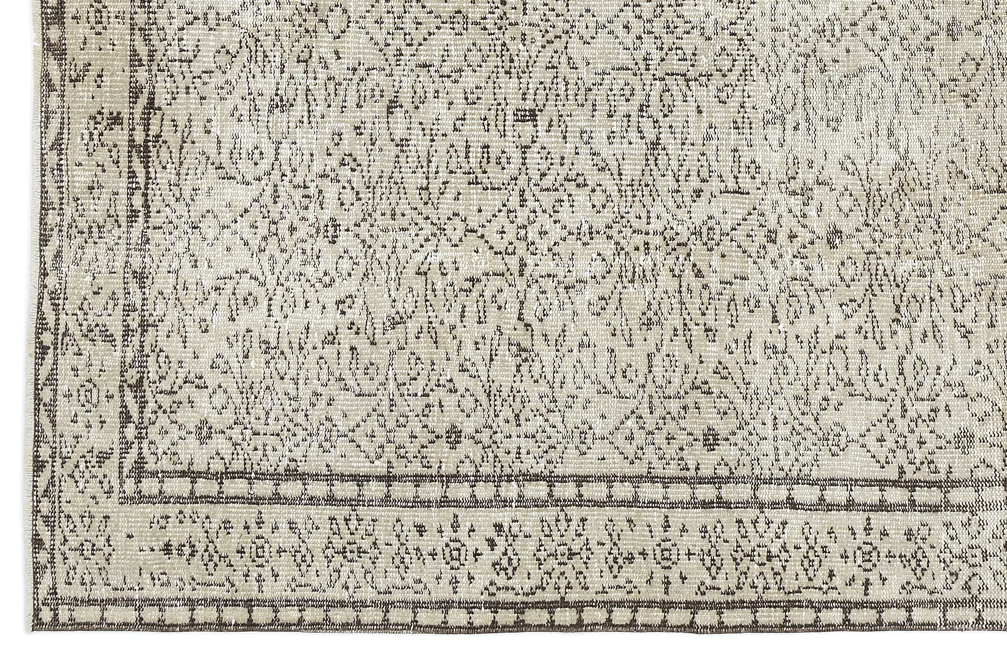 Retro Design Beige Over Dyed Vintage Rug 5'11'' x 8'10'' ft 180 x 268 cm