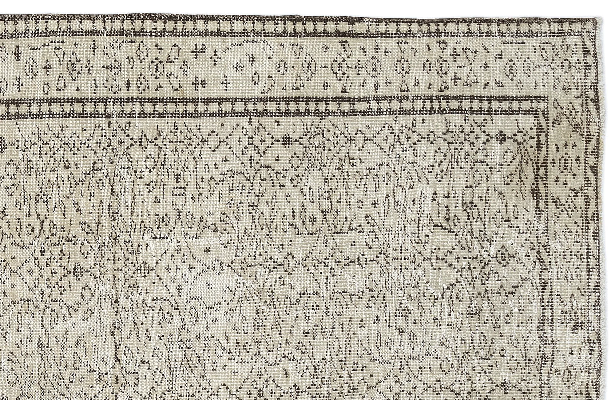 Retro Design Beige Over Dyed Vintage Rug 5'11'' x 8'10'' ft 180 x 268 cm