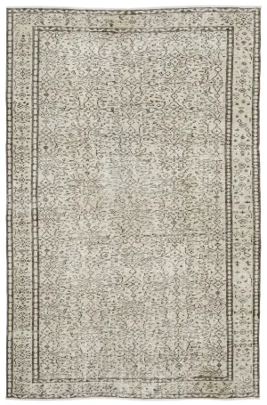 Retro Design Beige Over Dyed Vintage Rug 5'11'' x 8'10'' ft 180 x 268 cm