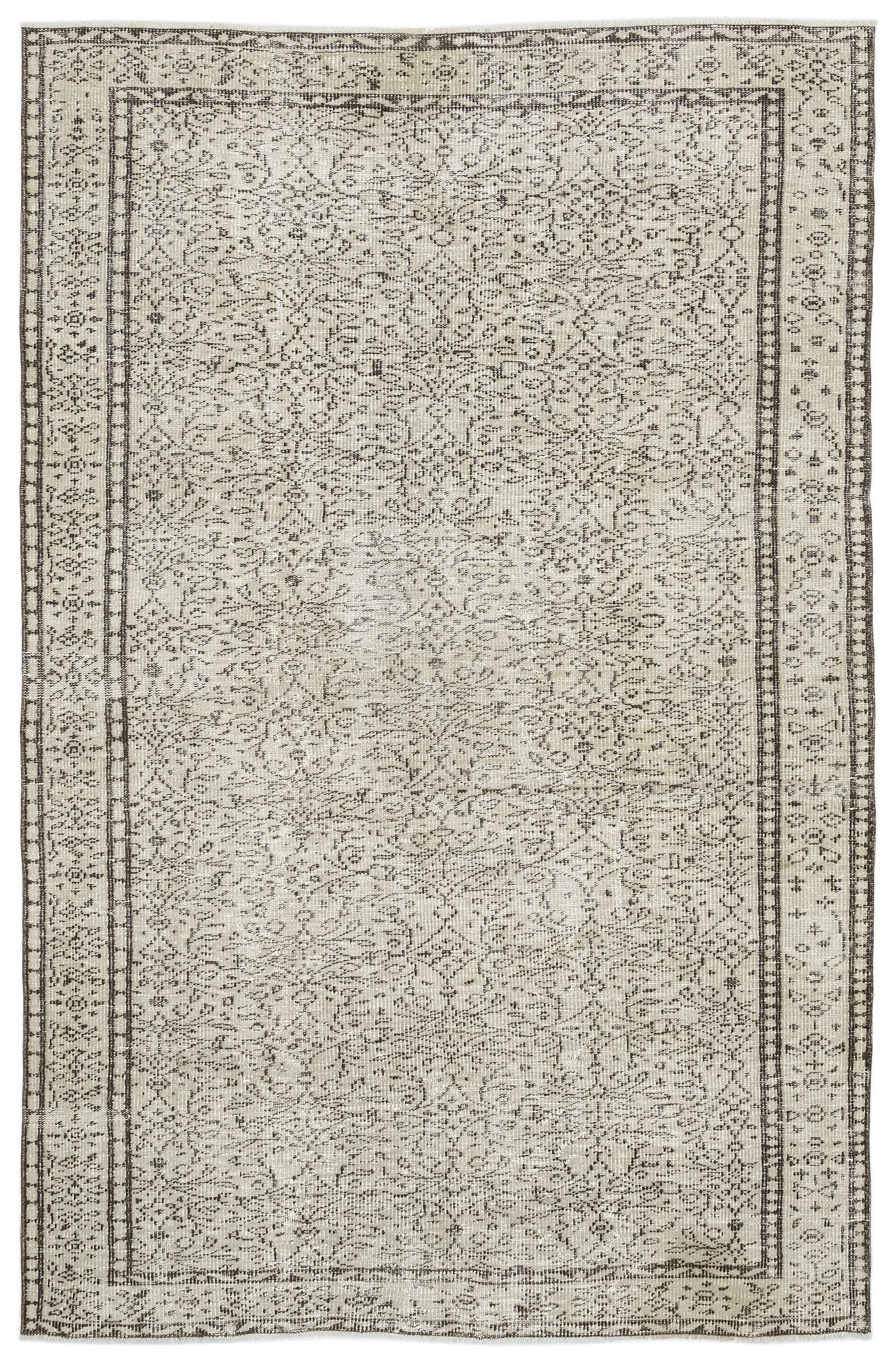 Retro Design Beige Over Dyed Vintage Rug 5'11'' x 8'10'' ft 180 x 268 cm