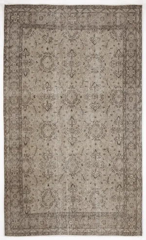 Retro Design Beige Over Dyed Vintage Rug 5'2'' x 8'6'' ft 157 x 260 cm