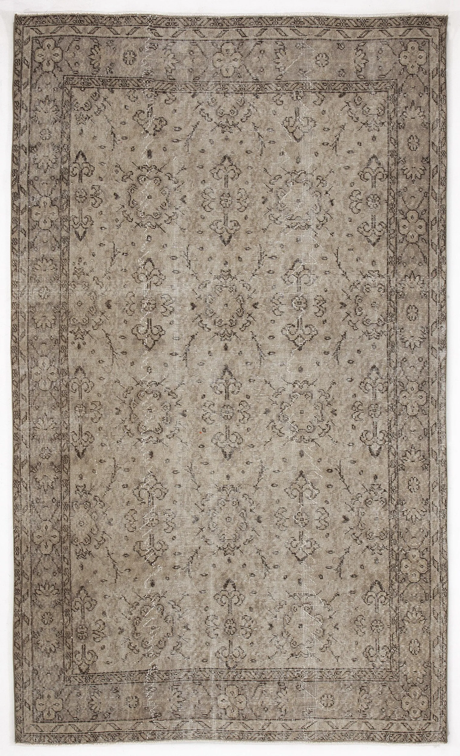 Retro Design Beige Over Dyed Vintage Rug 5'2'' x 8'6'' ft 157 x 260 cm