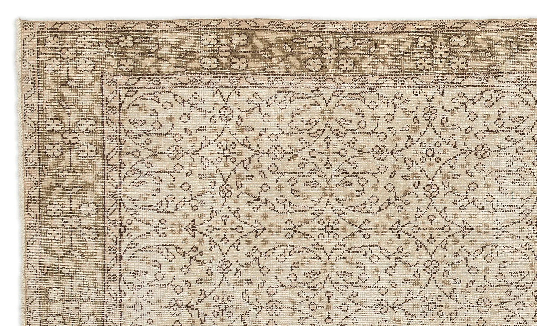 Retro Design Beige Over Dyed Vintage Rug 5'2'' x 8'7'' ft 157 x 262 cm