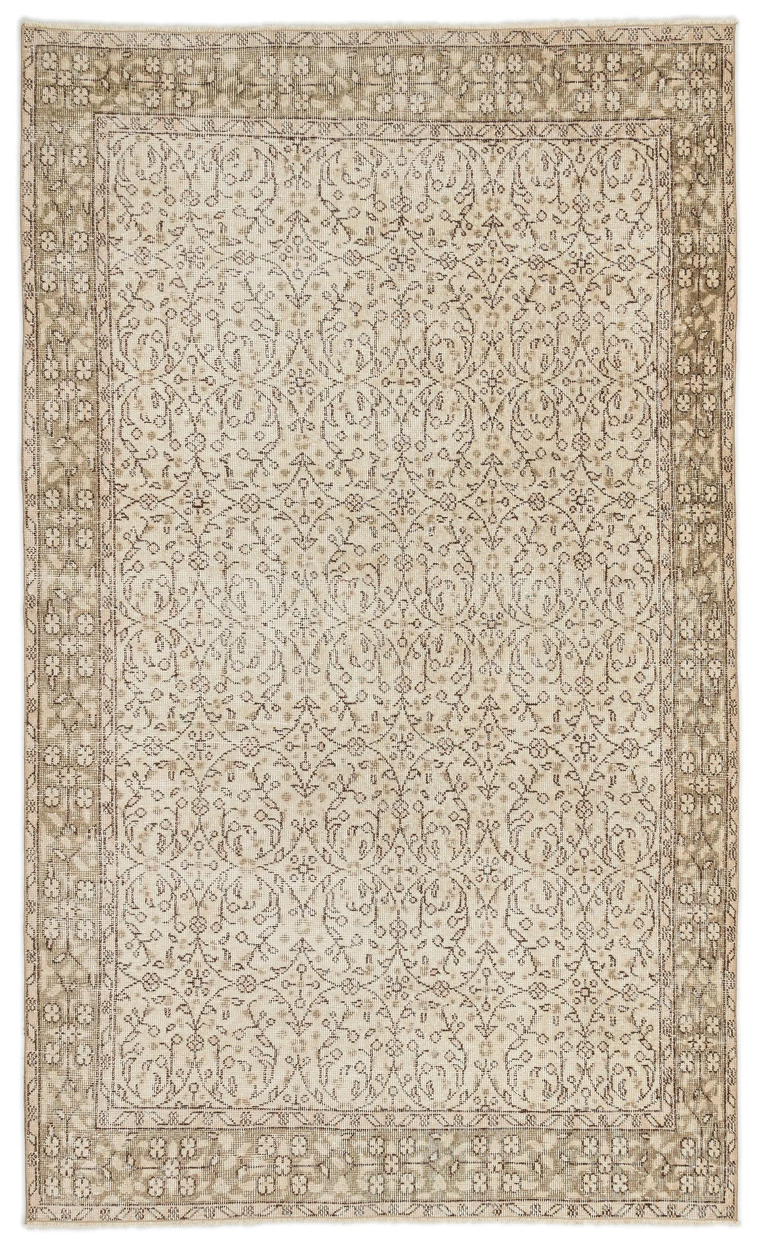 Retro Design Beige Over Dyed Vintage Rug 5'2'' x 8'7'' ft 157 x 262 cm
