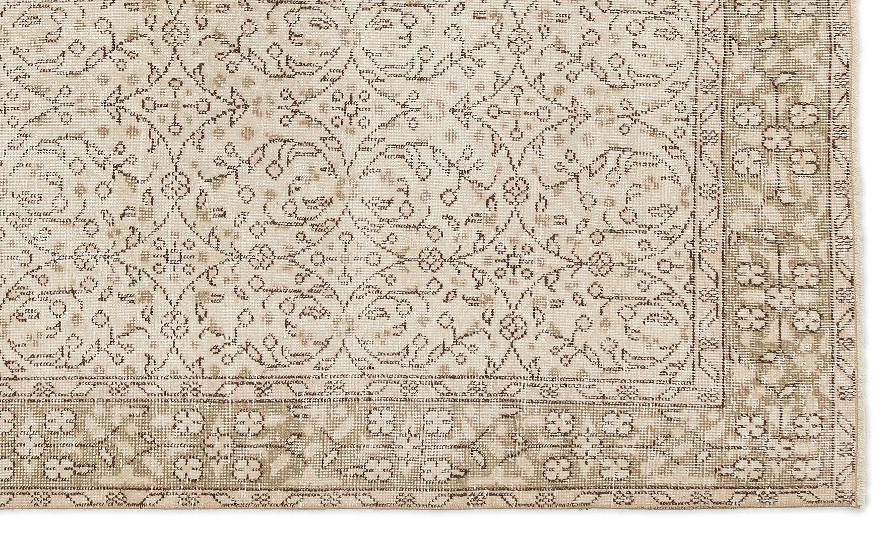 Retro Design Beige Over Dyed Vintage Rug 5'2'' x 8'7'' ft 157 x 262 cm