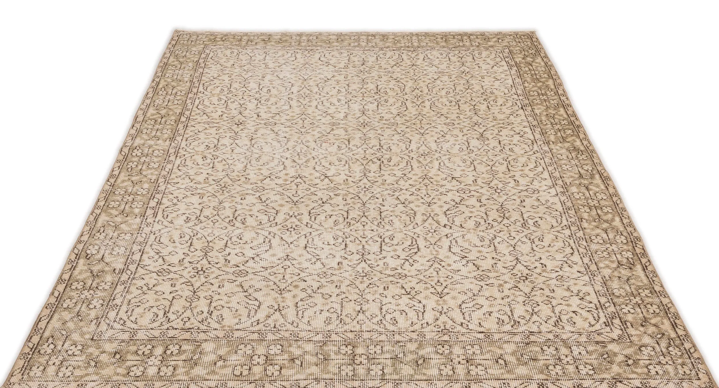 Retro Design Beige Over Dyed Vintage Rug 5'2'' x 8'7'' ft 157 x 262 cm