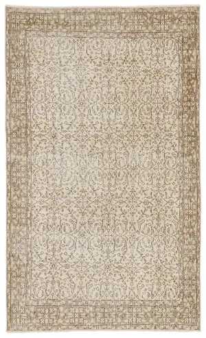 Retro Design Beige Over Dyed Vintage Rug 5'2'' x 8'7'' ft 157 x 262 cm