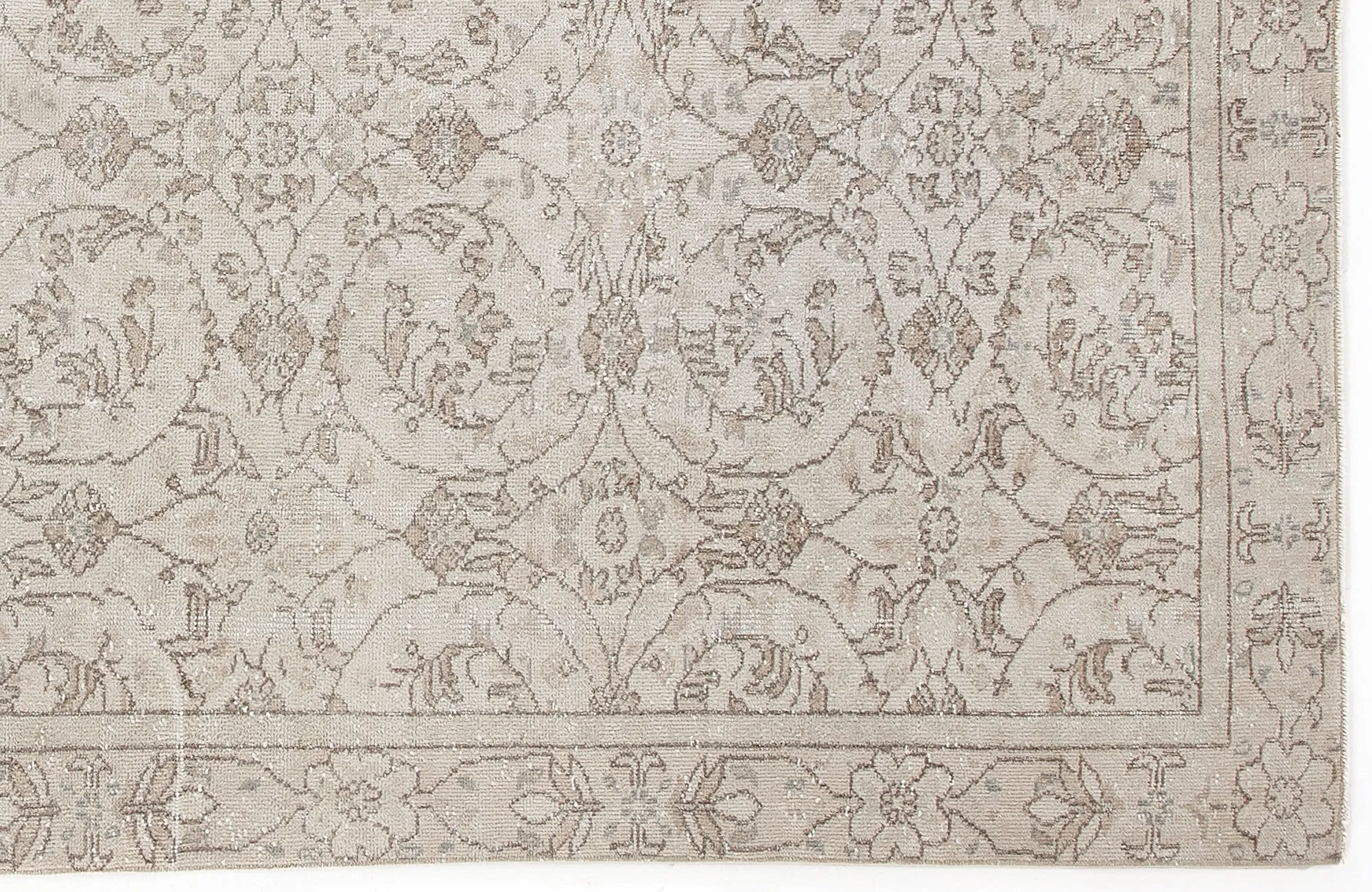Retro Design Beige Over Dyed Vintage Rug 5'2'' x 9'9'' ft 158 x 298 cm