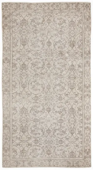 Retro Design Beige Over Dyed Vintage Rug 5'2'' x 9'9'' ft 158 x 298 cm