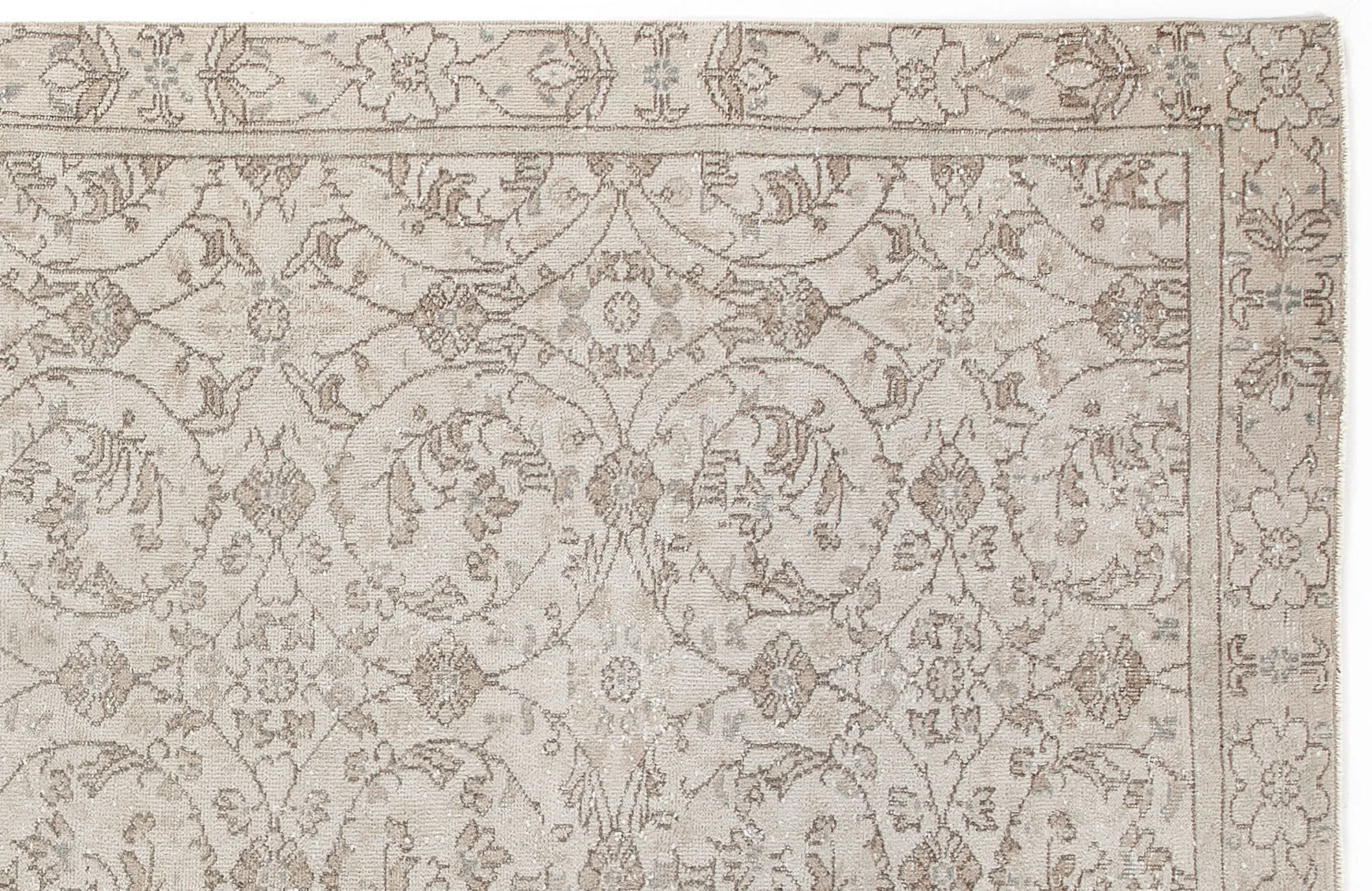Retro Design Beige Over Dyed Vintage Rug 5'2'' x 9'9'' ft 158 x 298 cm