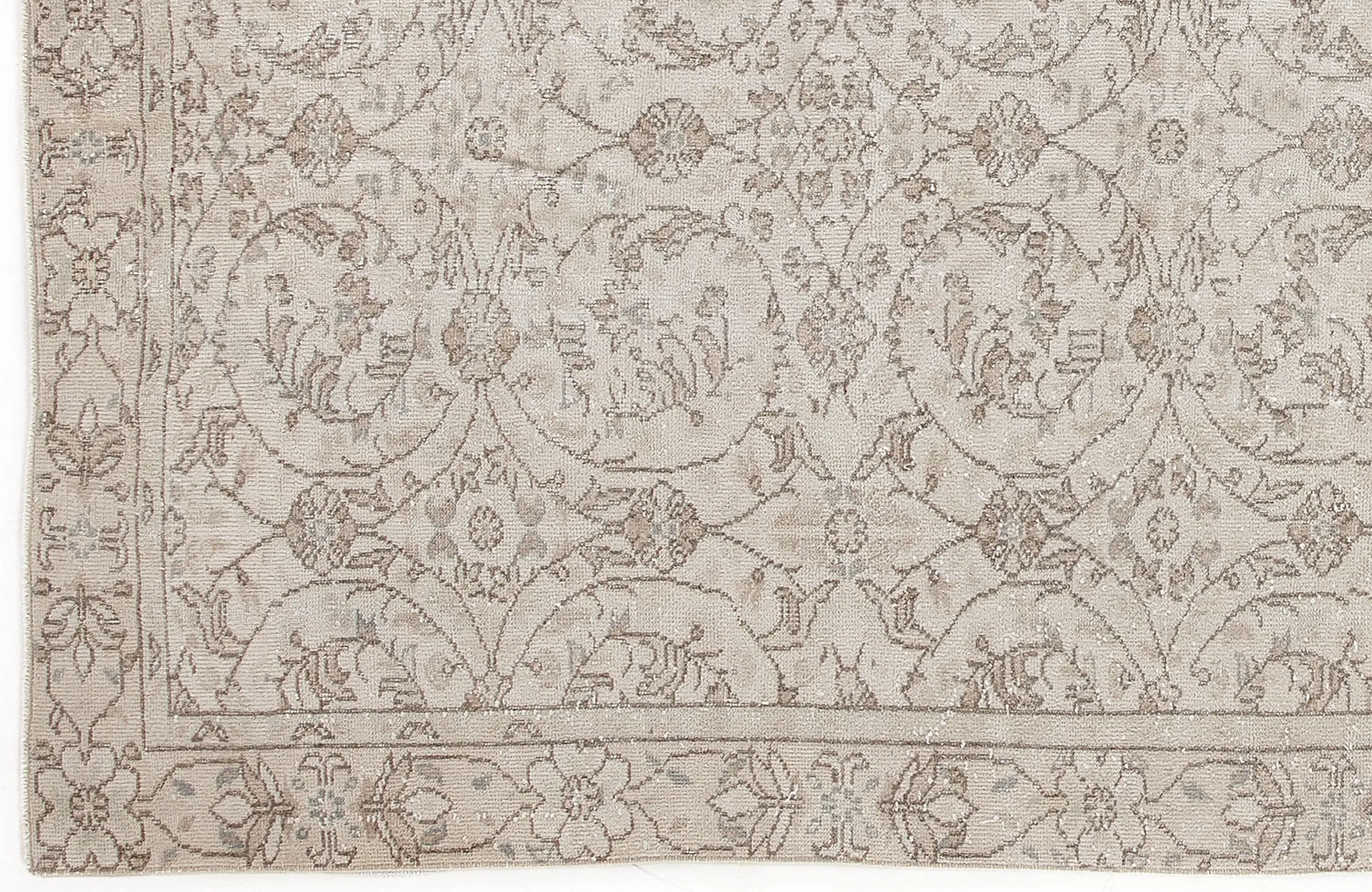 Retro Design Beige Over Dyed Vintage Rug 5'2'' x 9'9'' ft 158 x 298 cm