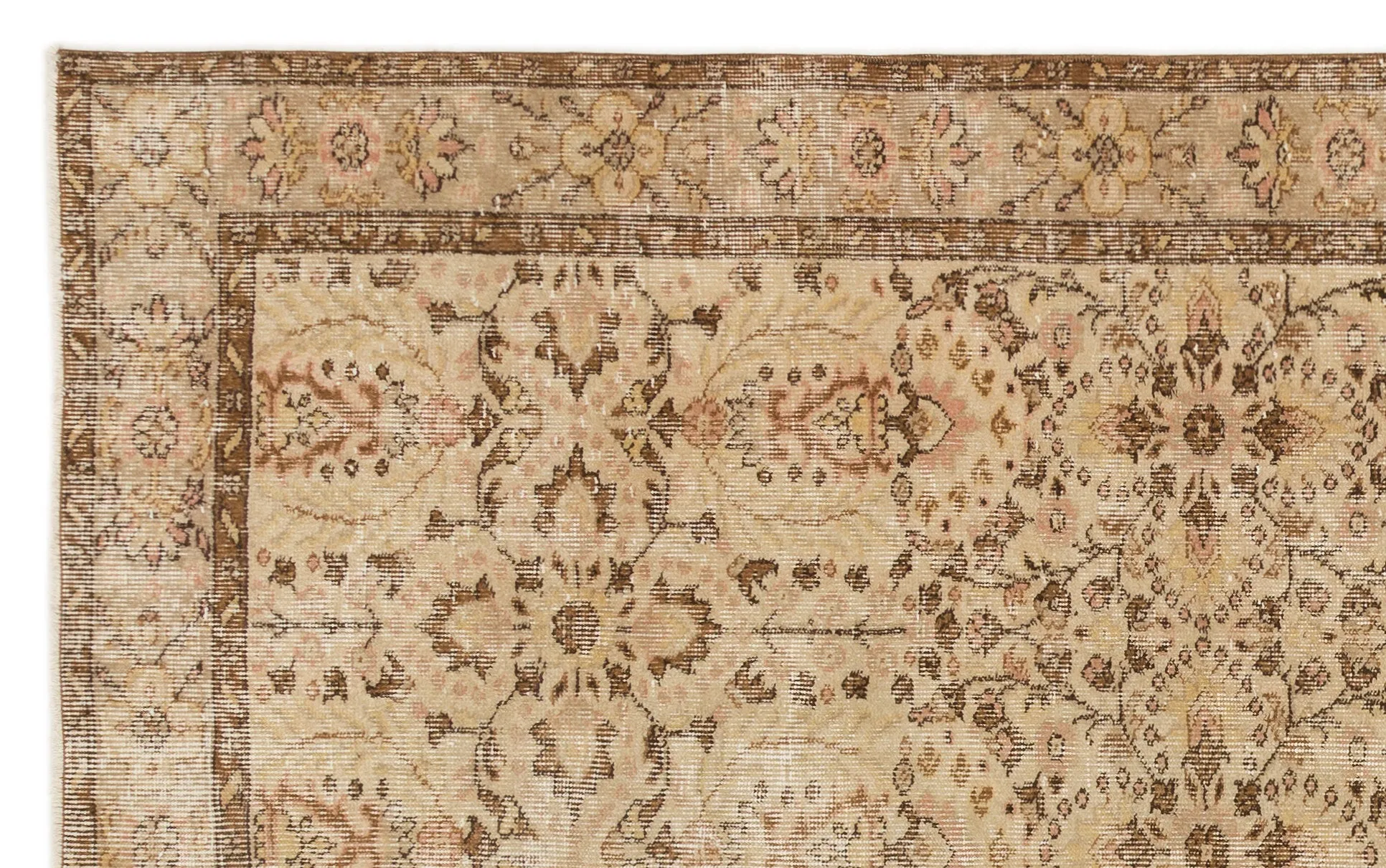 Retro Design Beige Over Dyed Vintage Rug 5'3'' x 8'10'' ft 161 x 268 cm