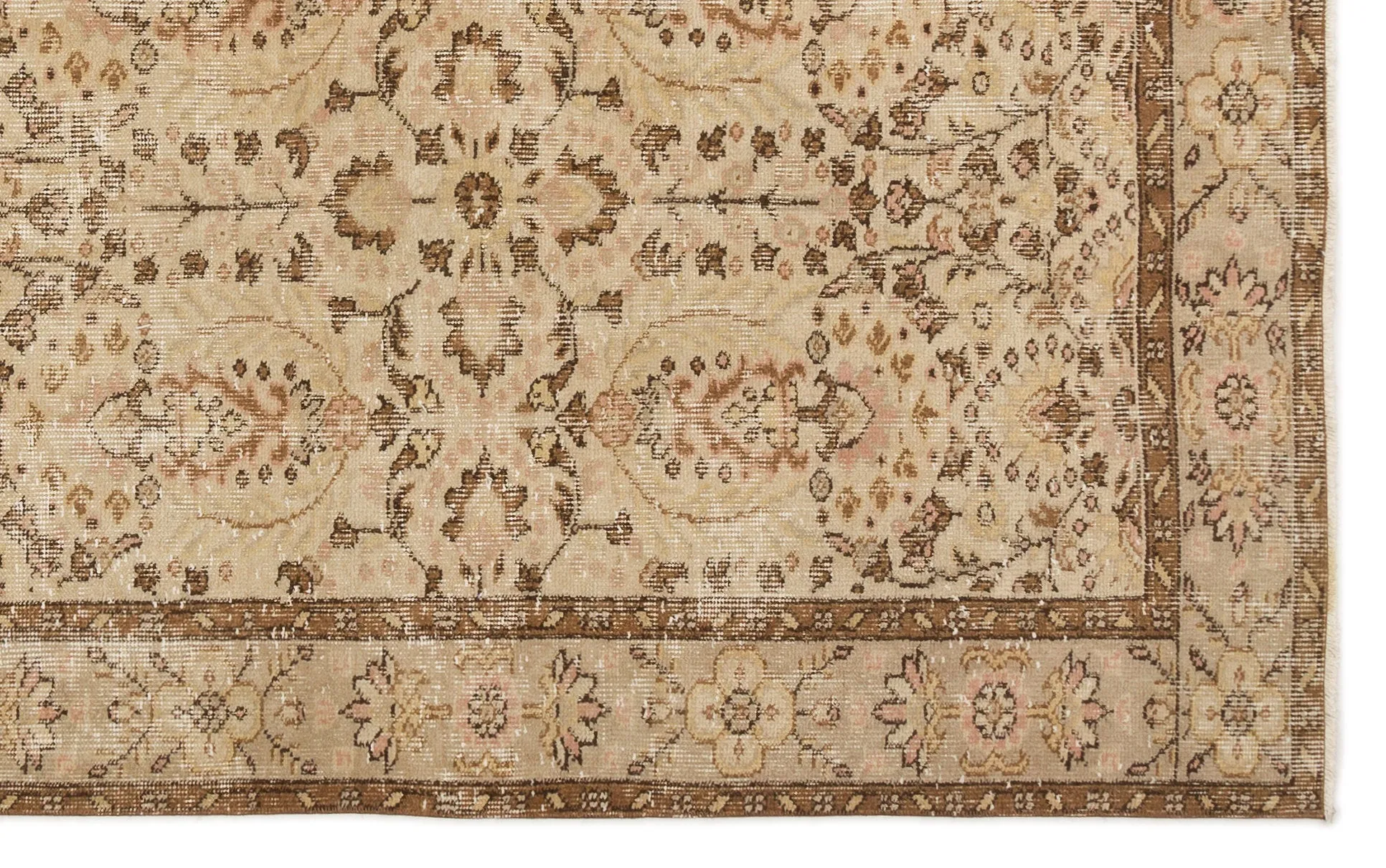 Retro Design Beige Over Dyed Vintage Rug 5'3'' x 8'10'' ft 161 x 268 cm