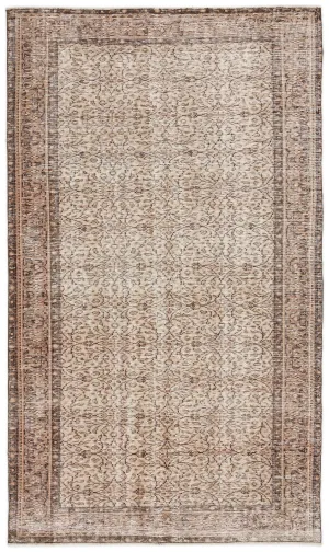Retro Design Beige Over Dyed Vintage Rug 5'3'' x 8'10'' ft 161 x 270 cm