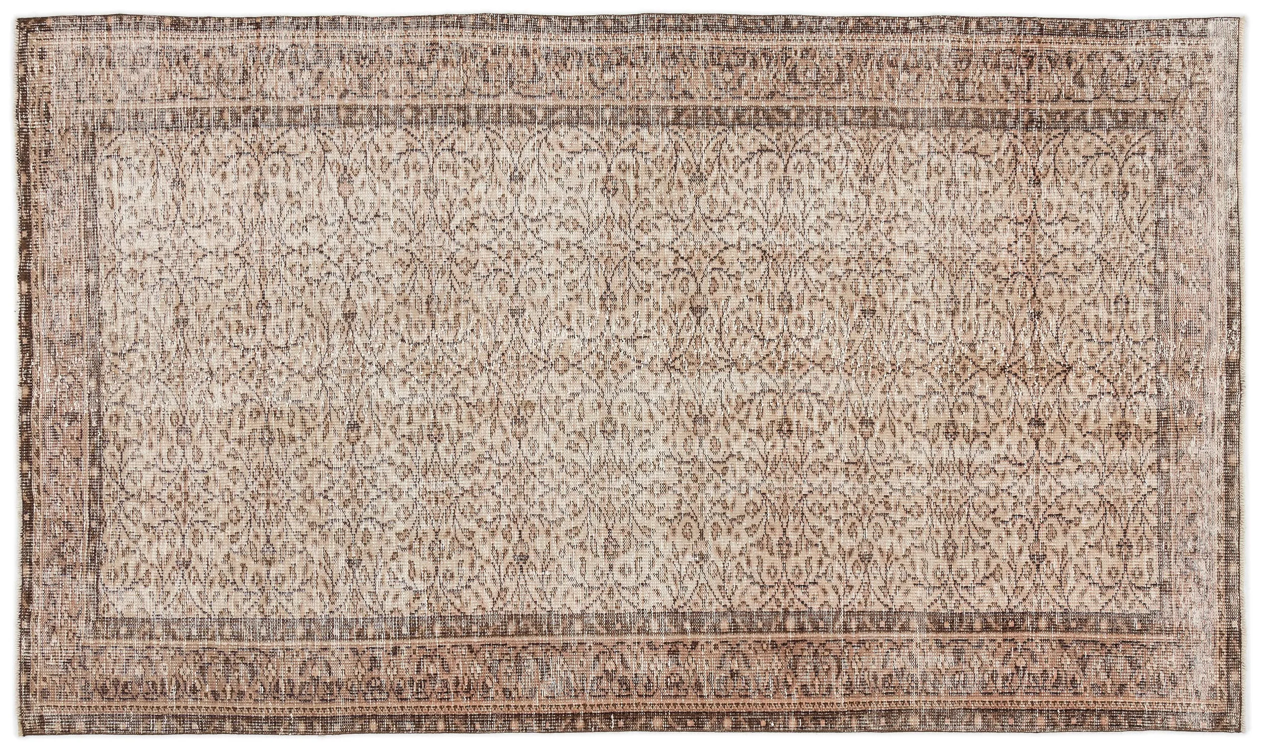 Retro Design Beige Over Dyed Vintage Rug 5'3'' x 8'10'' ft 161 x 270 cm