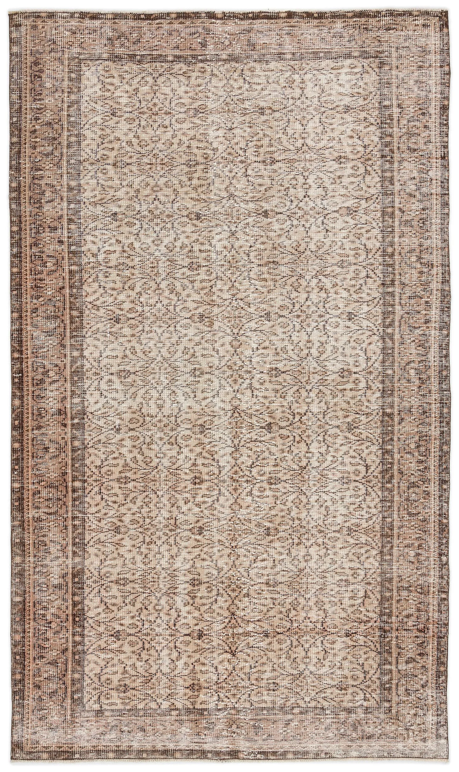 Retro Design Beige Over Dyed Vintage Rug 5'3'' x 8'10'' ft 161 x 270 cm