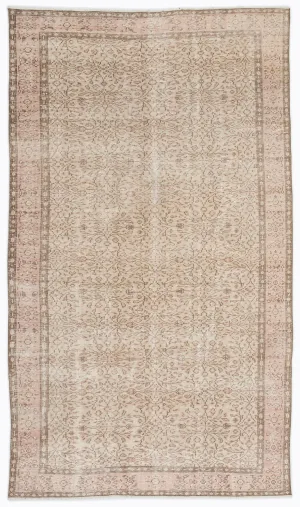 Retro Design Beige Over Dyed Vintage Rug 5'3'' x 8'8'' ft 160 x 265 cm