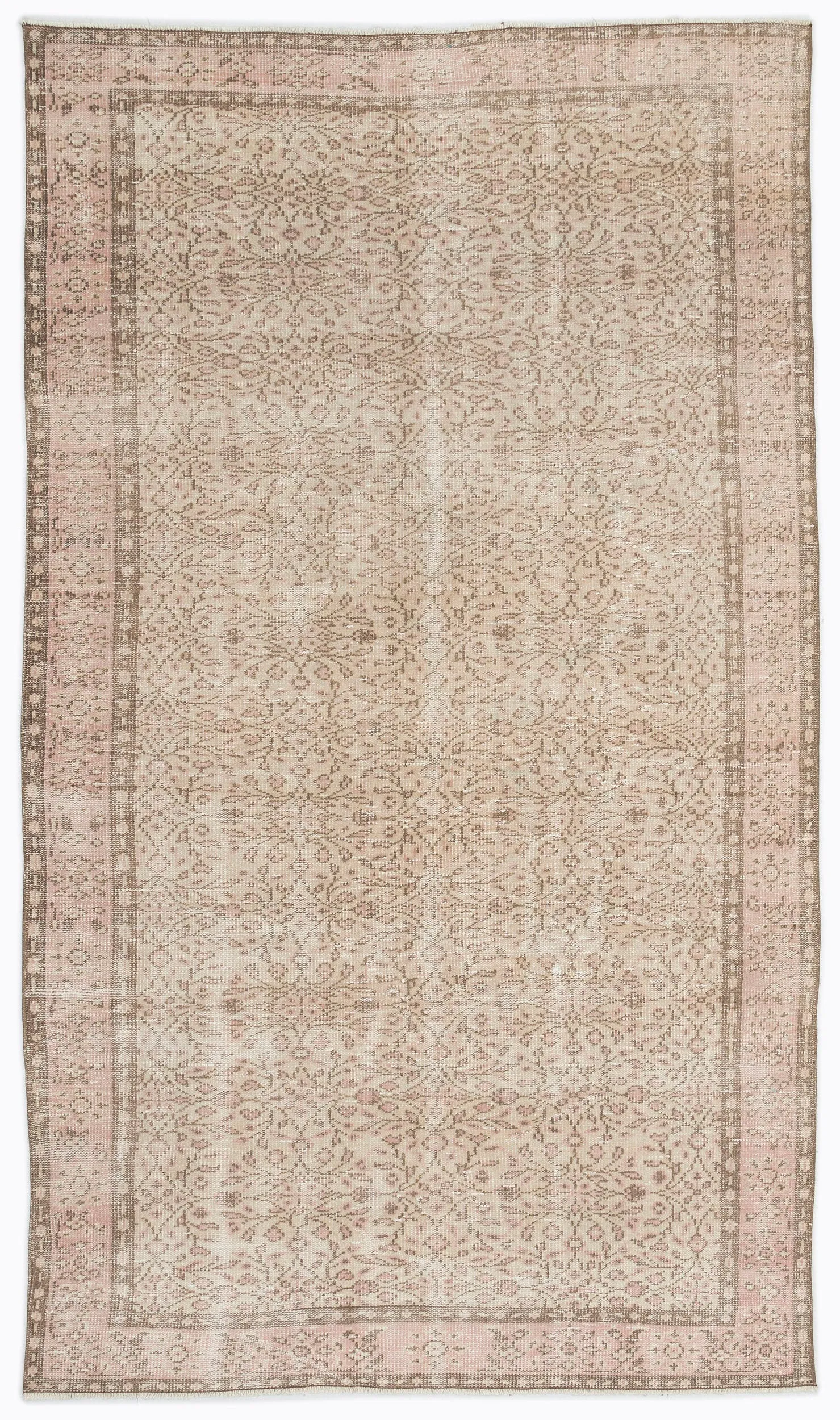 Retro Design Beige Over Dyed Vintage Rug 5'3'' x 8'8'' ft 160 x 265 cm