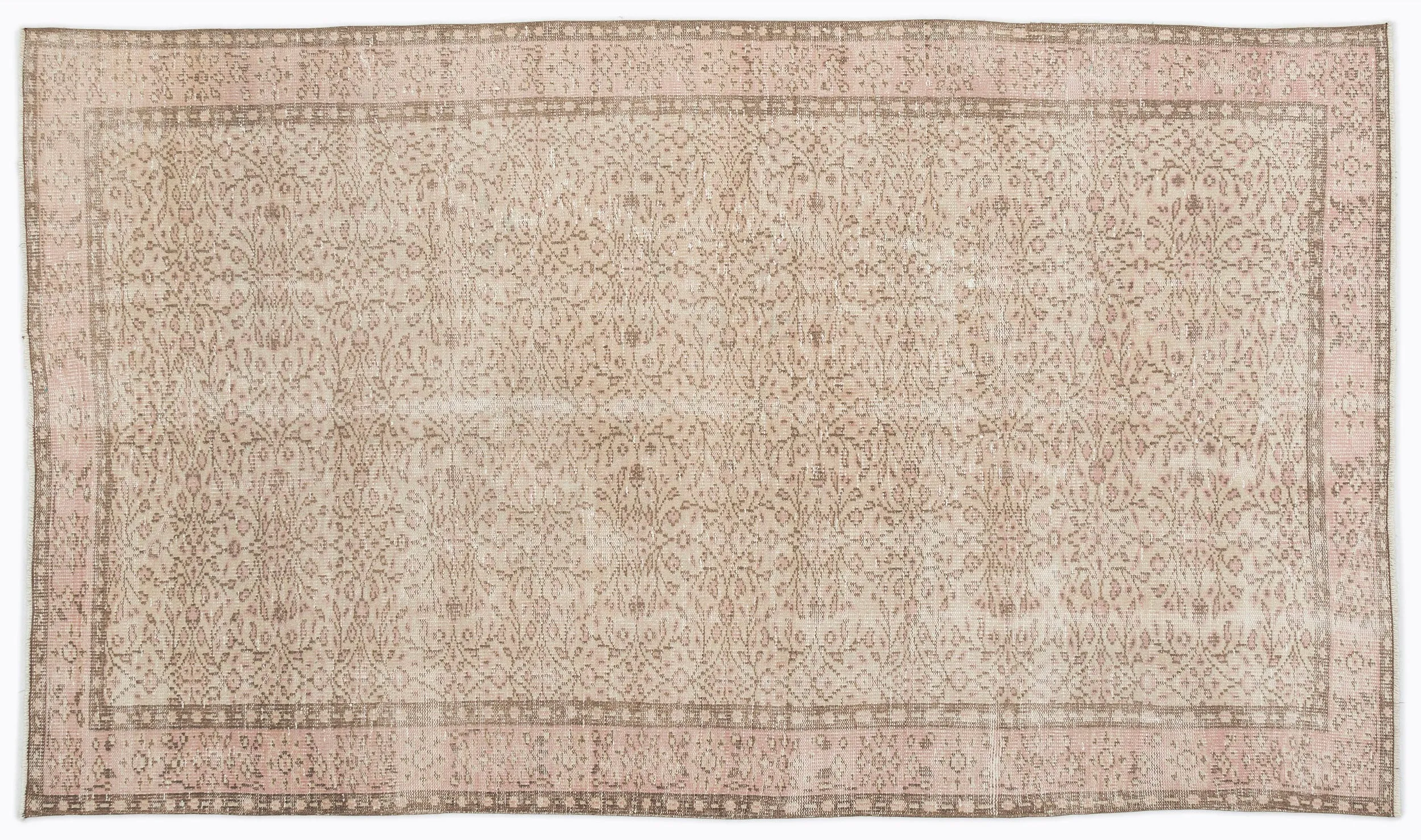 Retro Design Beige Over Dyed Vintage Rug 5'3'' x 8'8'' ft 160 x 265 cm