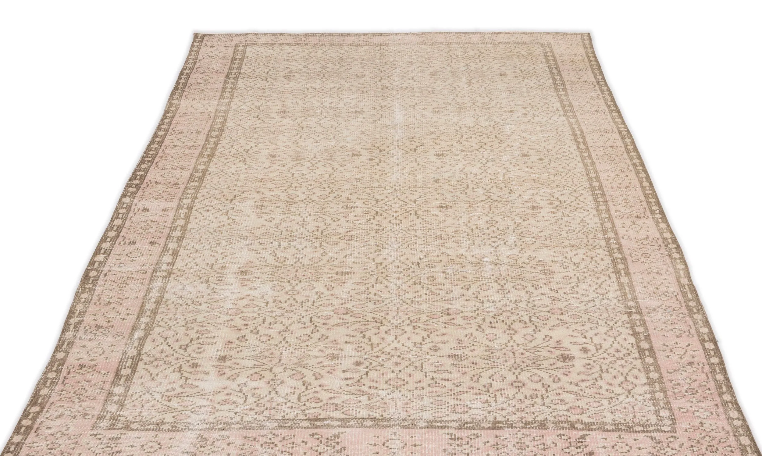 Retro Design Beige Over Dyed Vintage Rug 5'3'' x 8'8'' ft 160 x 265 cm