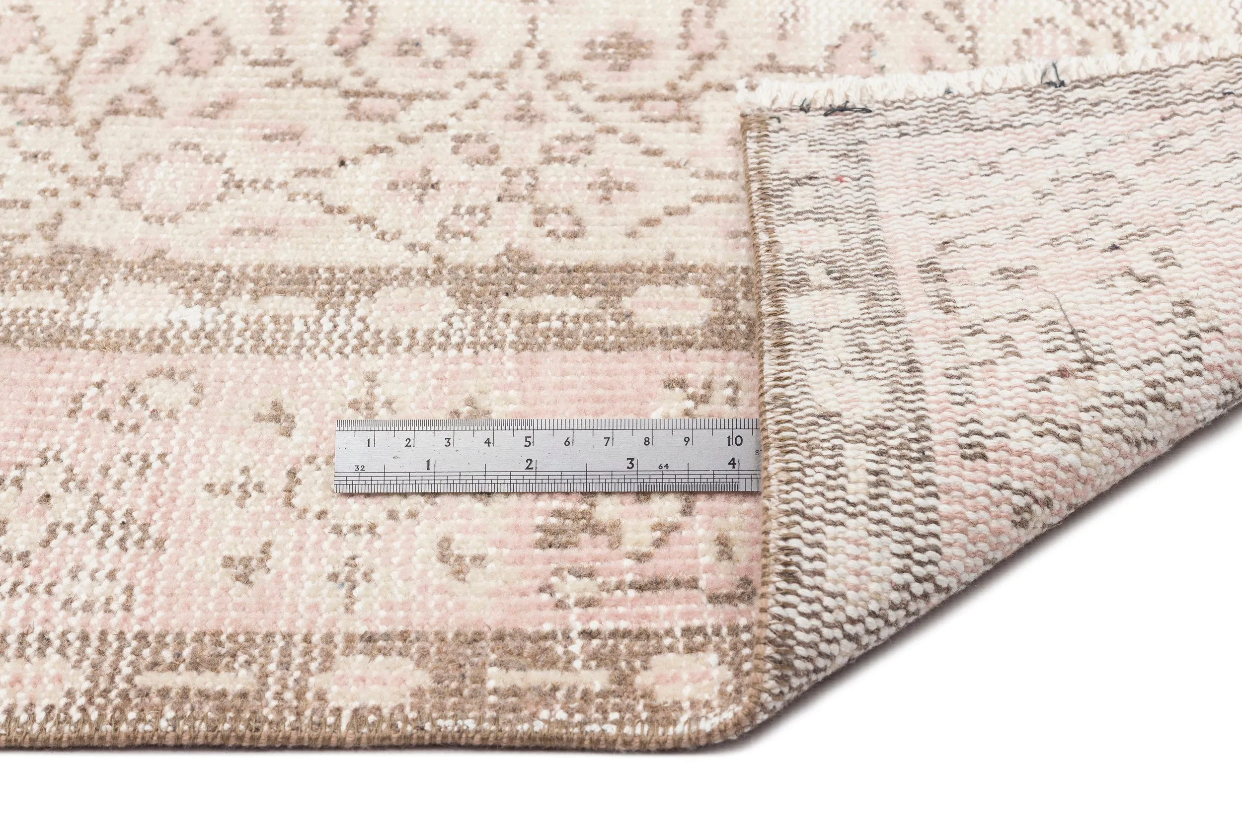 Retro Design Beige Over Dyed Vintage Rug 5'3'' x 8'8'' ft 160 x 265 cm