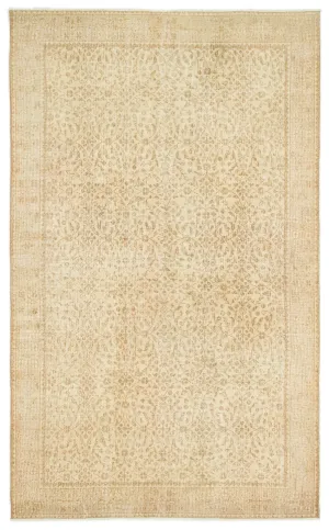 Retro Design Beige Over Dyed Vintage Rug 5'4'' x 9'1'' ft 162 x 276 cm