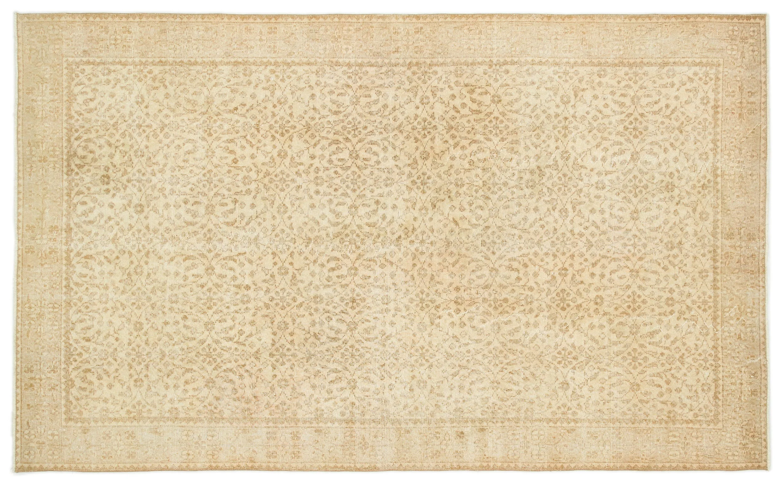 Retro Design Beige Over Dyed Vintage Rug 5'4'' x 9'1'' ft 162 x 276 cm