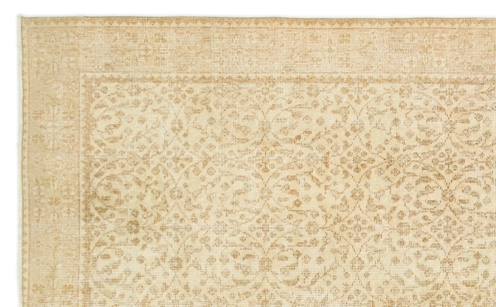 Retro Design Beige Over Dyed Vintage Rug 5'4'' x 9'1'' ft 162 x 276 cm