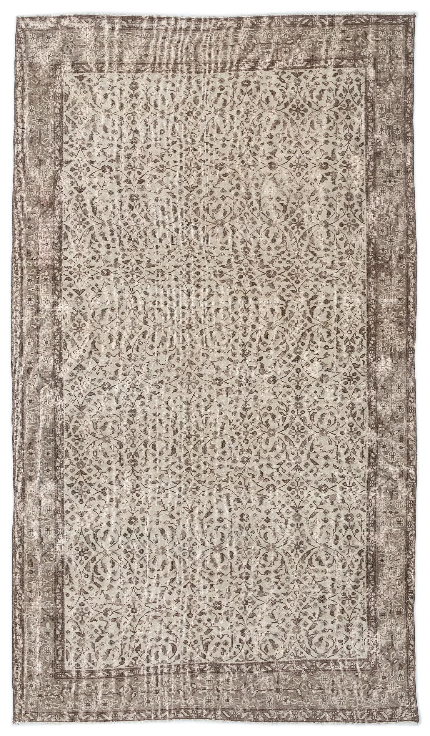 Retro Design Beige Over Dyed Vintage Rug 5'4'' x 9'2'' ft 162 x 280 cm