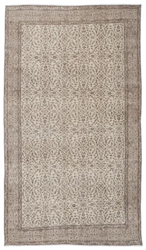 Retro Design Beige Over Dyed Vintage Rug 5'4'' x 9'2'' ft 162 x 280 cm