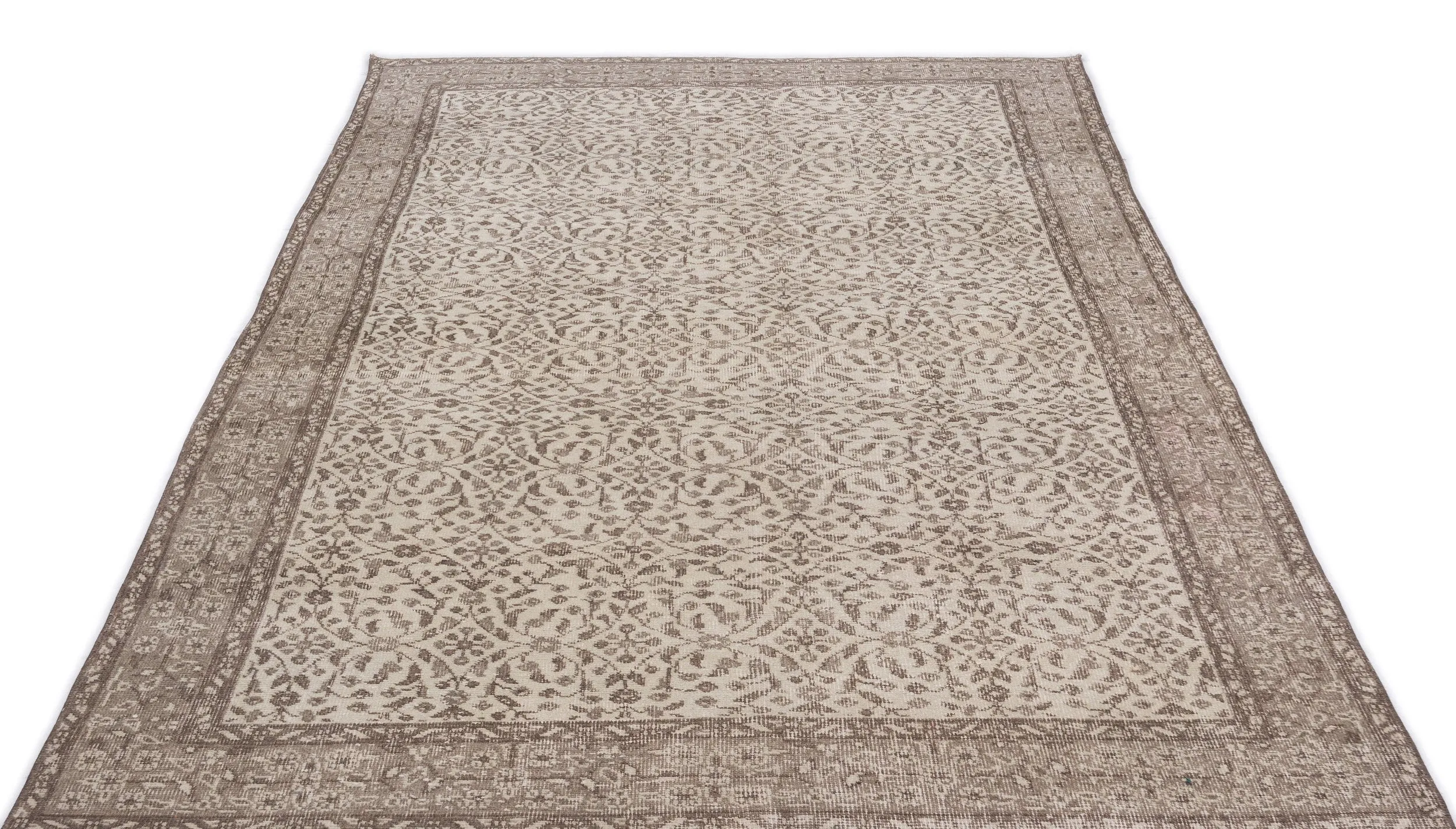 Retro Design Beige Over Dyed Vintage Rug 5'4'' x 9'2'' ft 162 x 280 cm