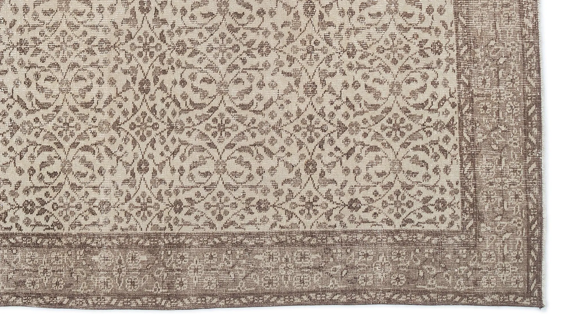 Retro Design Beige Over Dyed Vintage Rug 5'4'' x 9'2'' ft 162 x 280 cm
