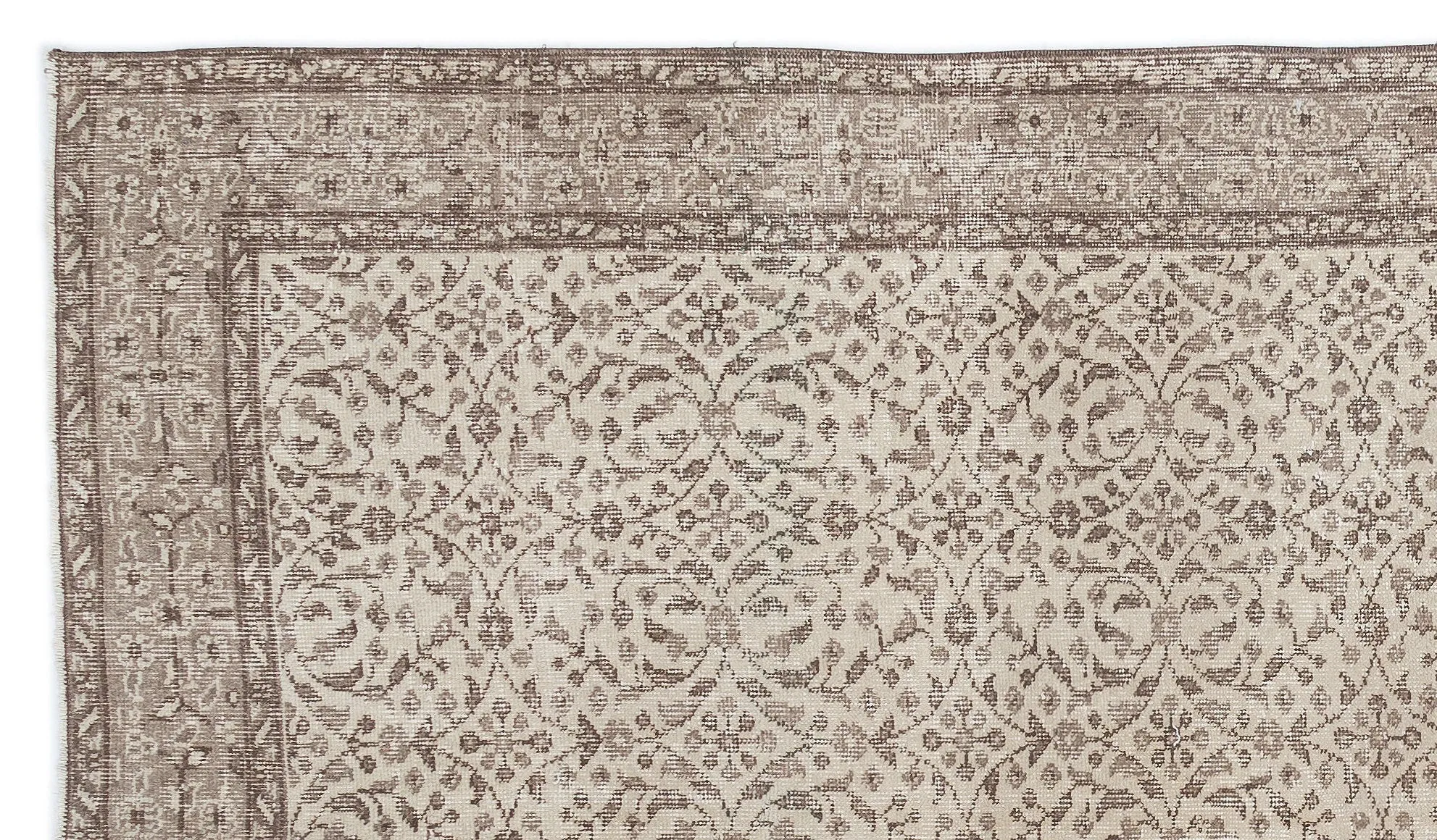 Retro Design Beige Over Dyed Vintage Rug 5'4'' x 9'2'' ft 162 x 280 cm