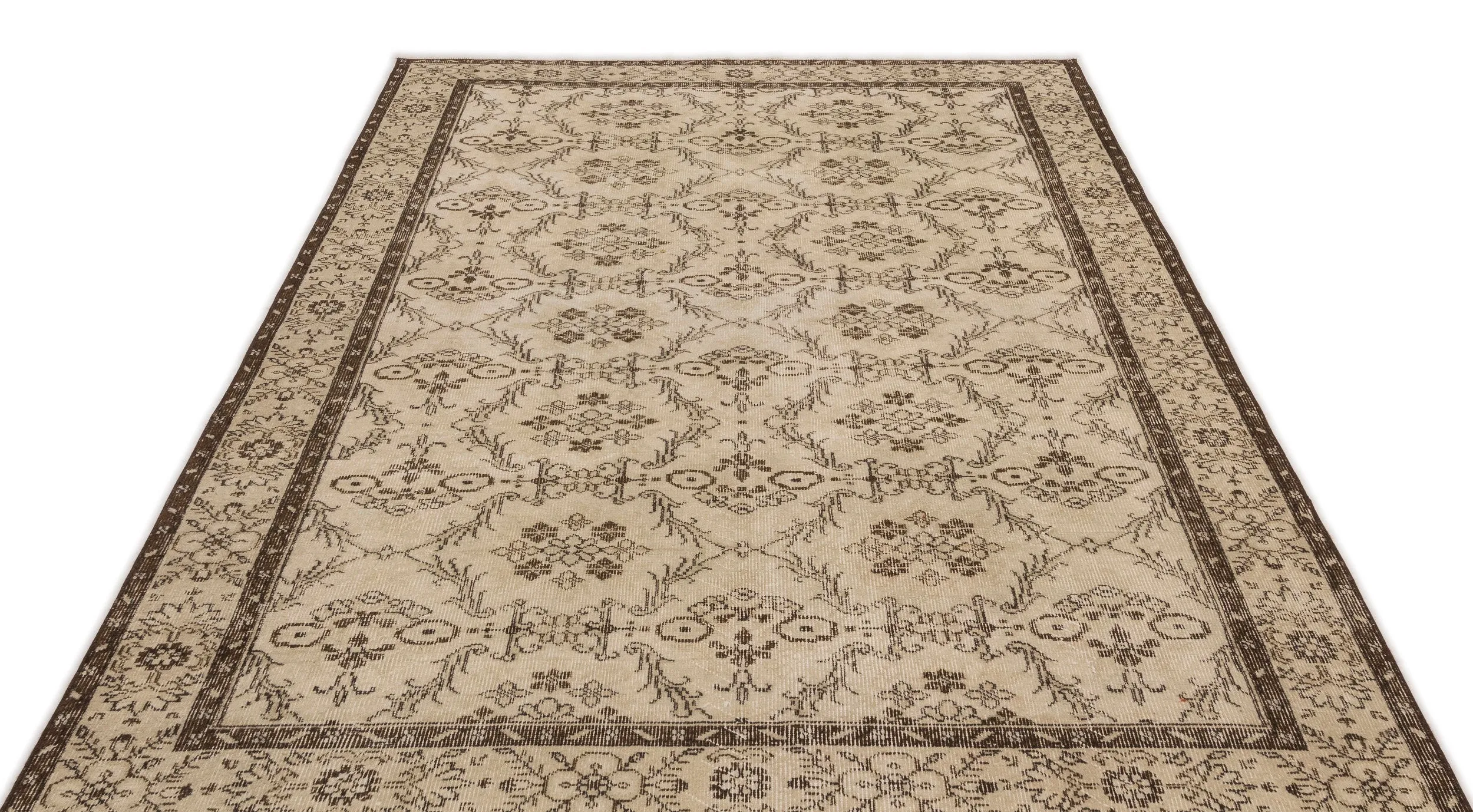 Retro Design Beige Over Dyed Vintage Rug 5'5'' x 8'10'' ft 165 x 268 cm