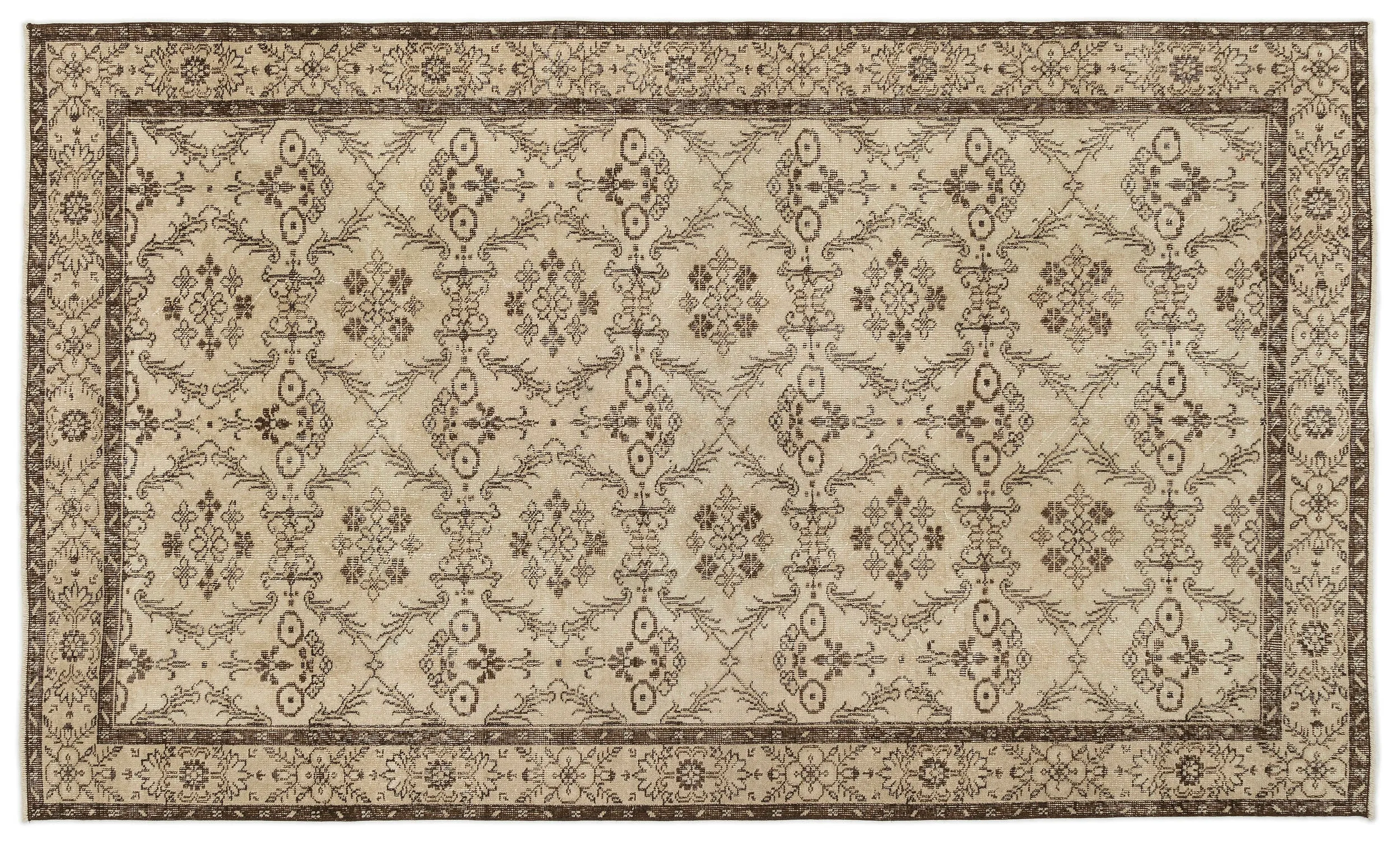Retro Design Beige Over Dyed Vintage Rug 5'5'' x 8'10'' ft 165 x 268 cm
