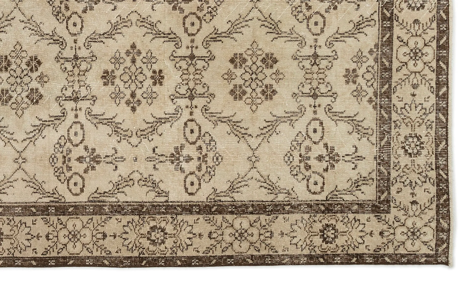 Retro Design Beige Over Dyed Vintage Rug 5'5'' x 8'10'' ft 165 x 268 cm
